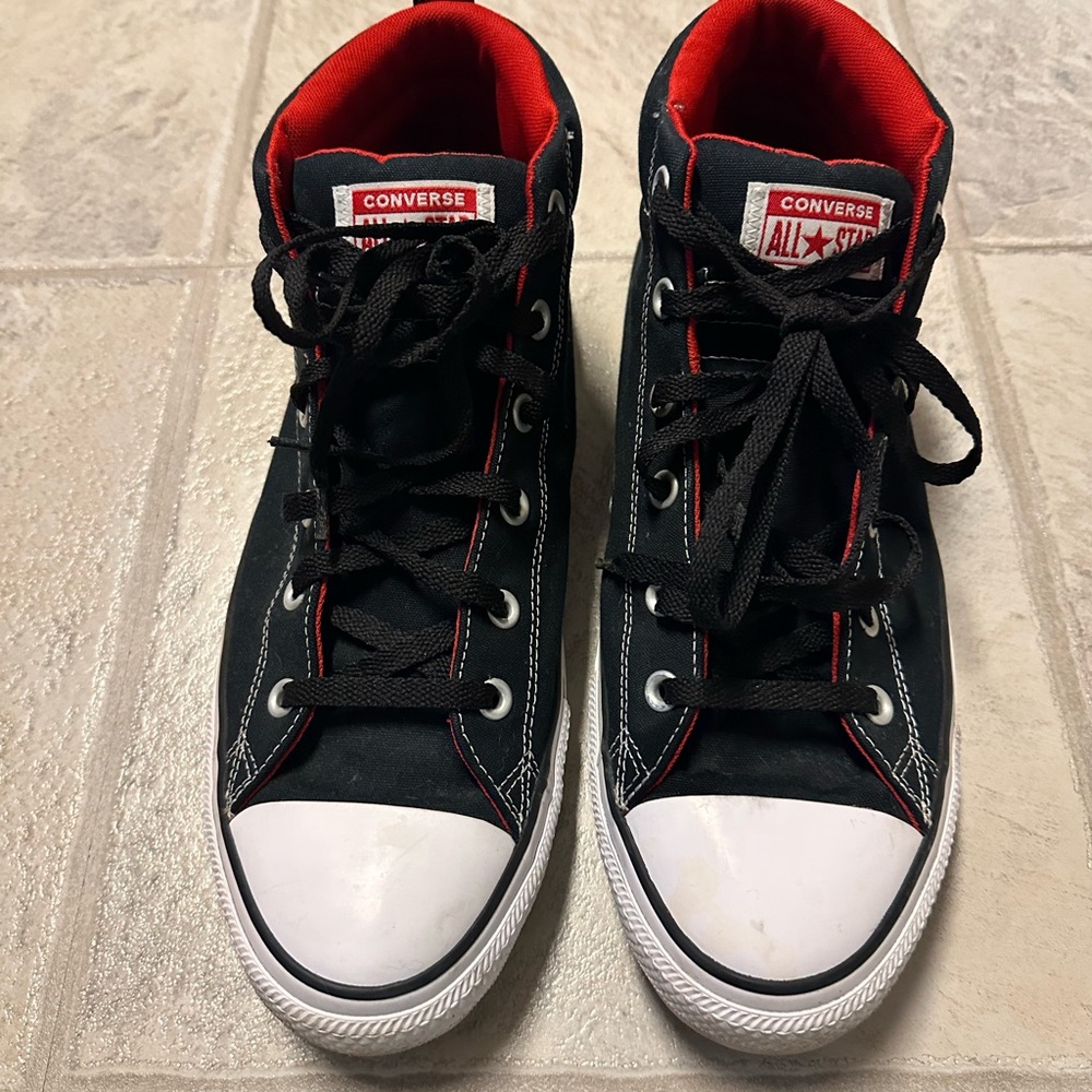 Converse Black and Red High-Top Sneakers